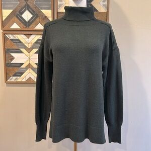 Evereve Knit Turtleneck Oversized Sweater Tunic Dark Green XS